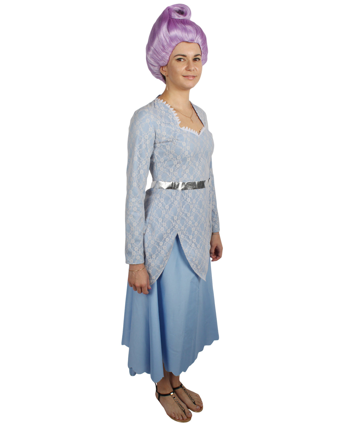 Women’s Animated Movie Fairy Godmother Light Blue Gown Costume | Best for Halloween | Flame-retardant Materials