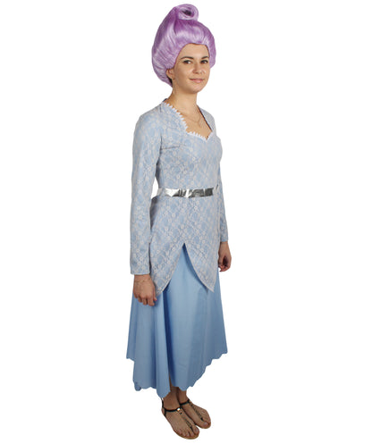 Women’s Animated Movie Fairy Godmother Light Blue Gown Costume | Best for Halloween | Flame-retardant Materials