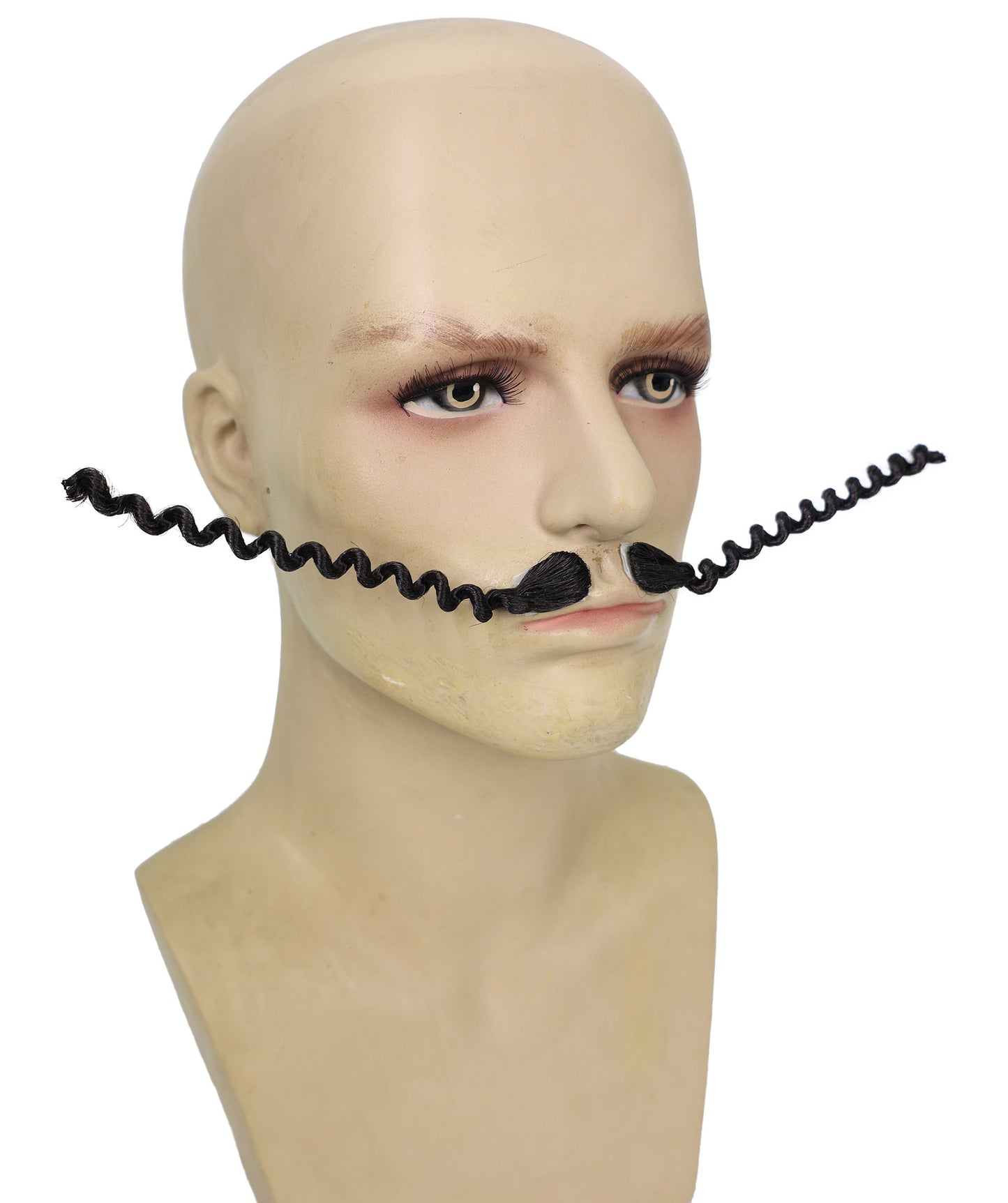 HPO Adult Men's Thin and Long Black Singer Compare Moustache | Perfect for Cosplay| Flame-retardant Synthetic Fiber