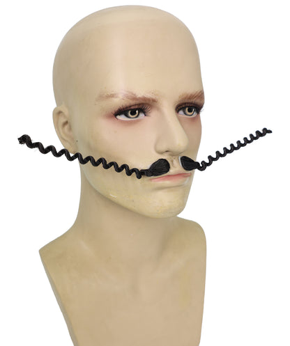 HPO Adult Men's Thin and Long Black Singer Compare Moustache | Perfect for Cosplay| Flame-retardant Synthetic Fiber
