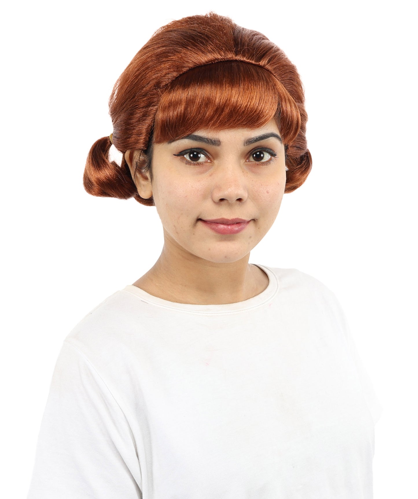 HPO Women's Soft Side Bun Hairstyle Light Brown Bangs Wig | Capless Cap Design | Ideal for Halloween,Dress-Up, Cosplay Parties