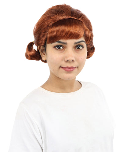 HPO Women's Soft Side Bun Hairstyle Light Brown Bangs Wig | Capless Cap Design | Ideal for Halloween,Dress-Up, Cosplay Parties