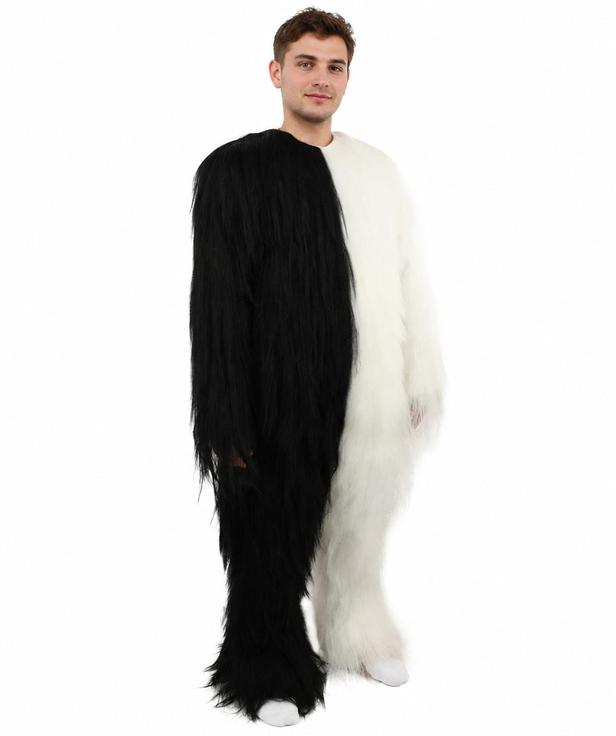 HPO  Extreme Hairy Person Two Part Costume, Mask and Bundle Set - Full-Body Hair Suit Extra-Long Costume Wig for Halloween, Cosplay & Parties - Multiple Color Options