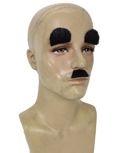HPO Men's Silent Movie Star Mustache & Eyebrows Set | Classic Mustache and Eyebrow Costume Accessory for Men | Halloween, Cosplay, Stage & Parties