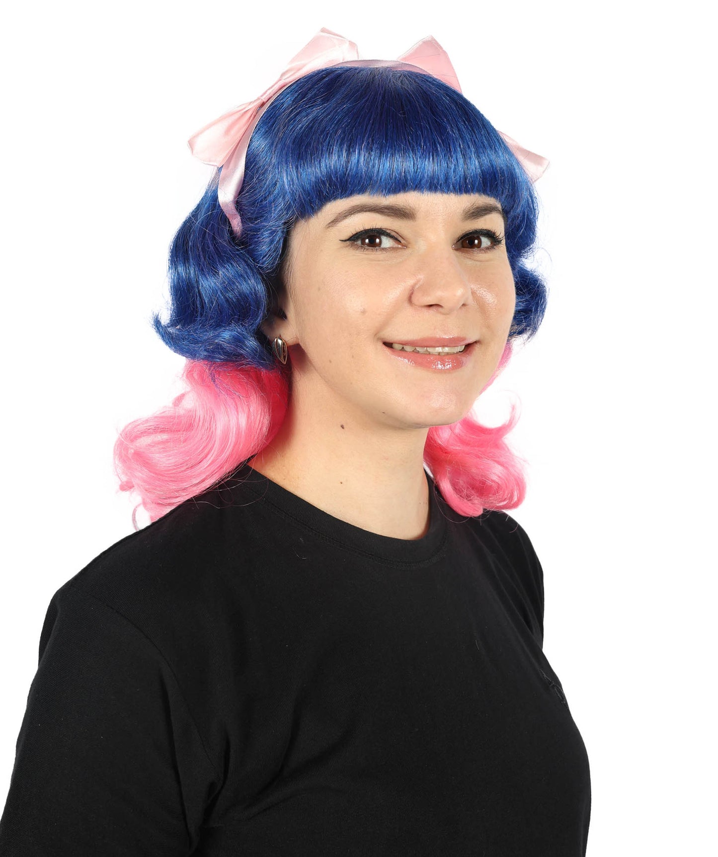 Women's Short Wavy Multicolor Double Bow Celebrity Wig | Halloween Wig | Flame-retardant Synthetic Fiber