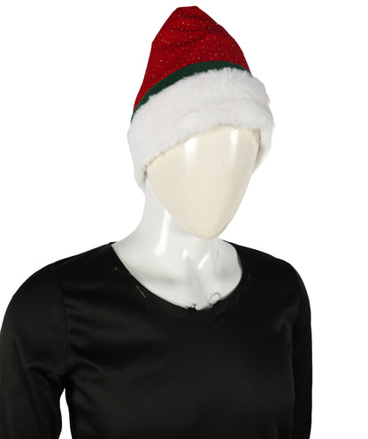 HPO Unisex Classic Velvet Christmas Santa Hat | Soft Red and White Festive Holiday Hat | Ideal for Holiday fun