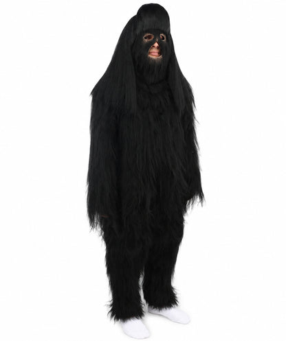 HPO Unisex Extreme Hairy Person Costume, Mask and Bundle - Full-Body Hair Suit Extra-Long Ash Brown Costume Wig for Halloween, Cosplay & Parties