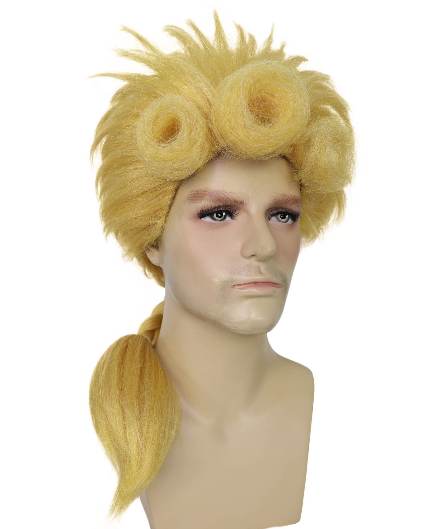 HPO Men's Anime-Inspired Golden Blonde Wig | Short Layered Costume Hairpiece | Breathable Capless Cap
