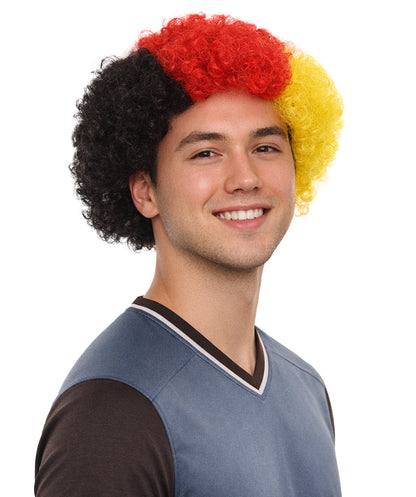 Germany Sport Afro Fun Wig | Jumbo Red Black Yellow Wig