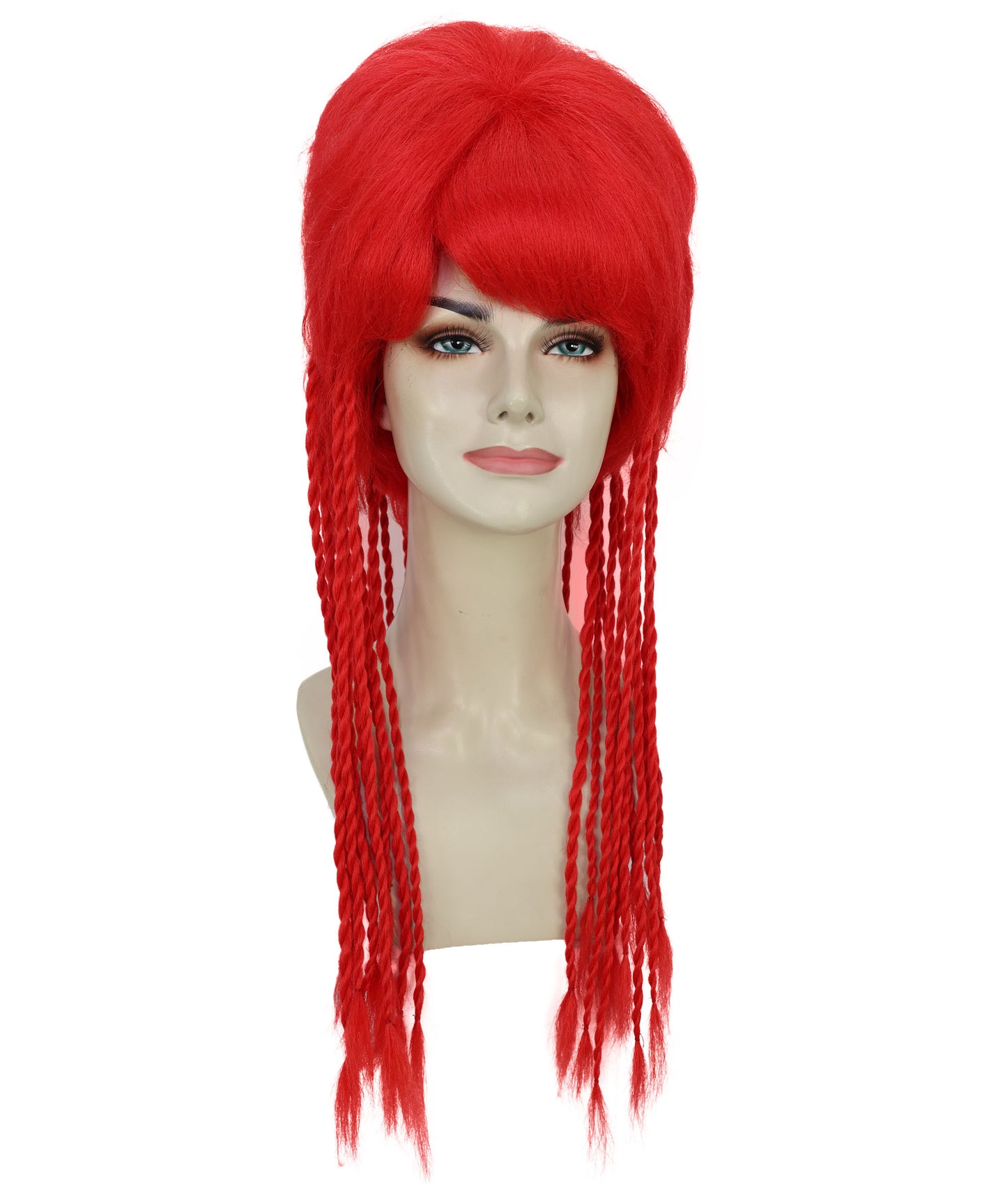 HPO Women’s Club Wig with Rave Red Braids | Bold Party Hairpiece for Adults | Rave Events, Cosplay & Themed Party Wig