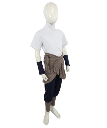 HPO Men's Ninja Warrior Outfit Costume | Soft Jersey Fabric Construction with Layered Tunic Pants and Arm Guards | Ideal for Cosplay, Halloween, Themed Party, and Anime Conventions