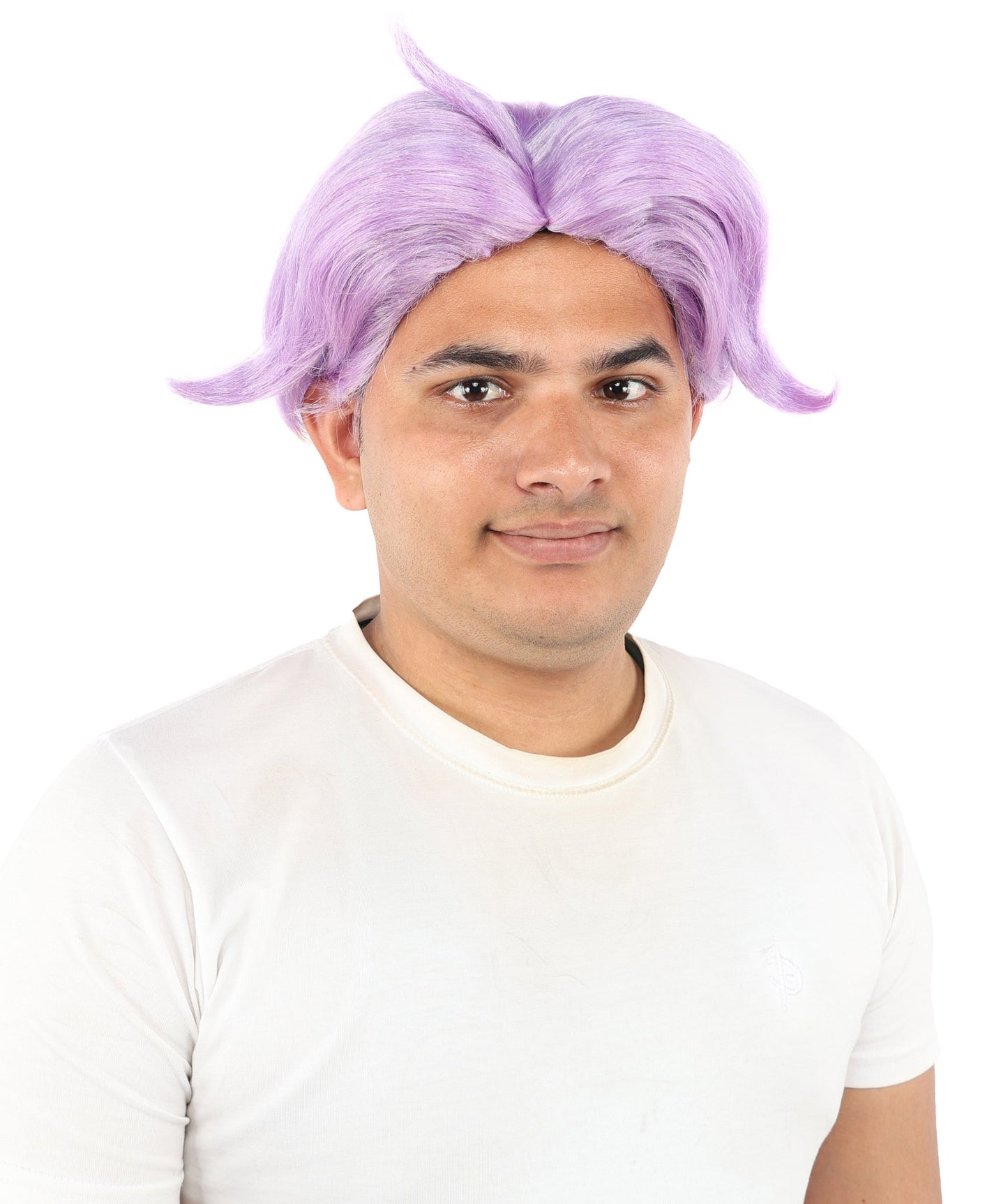 HPO Men's Golden Blonde Curtain Bang Wig | Shoulder Length Wavy Surfer Style, Heat Resistant Synthetic Fiber & Breathable Net | Halloween, Funny Roleplay, Theater, 90s Party & Costume Events