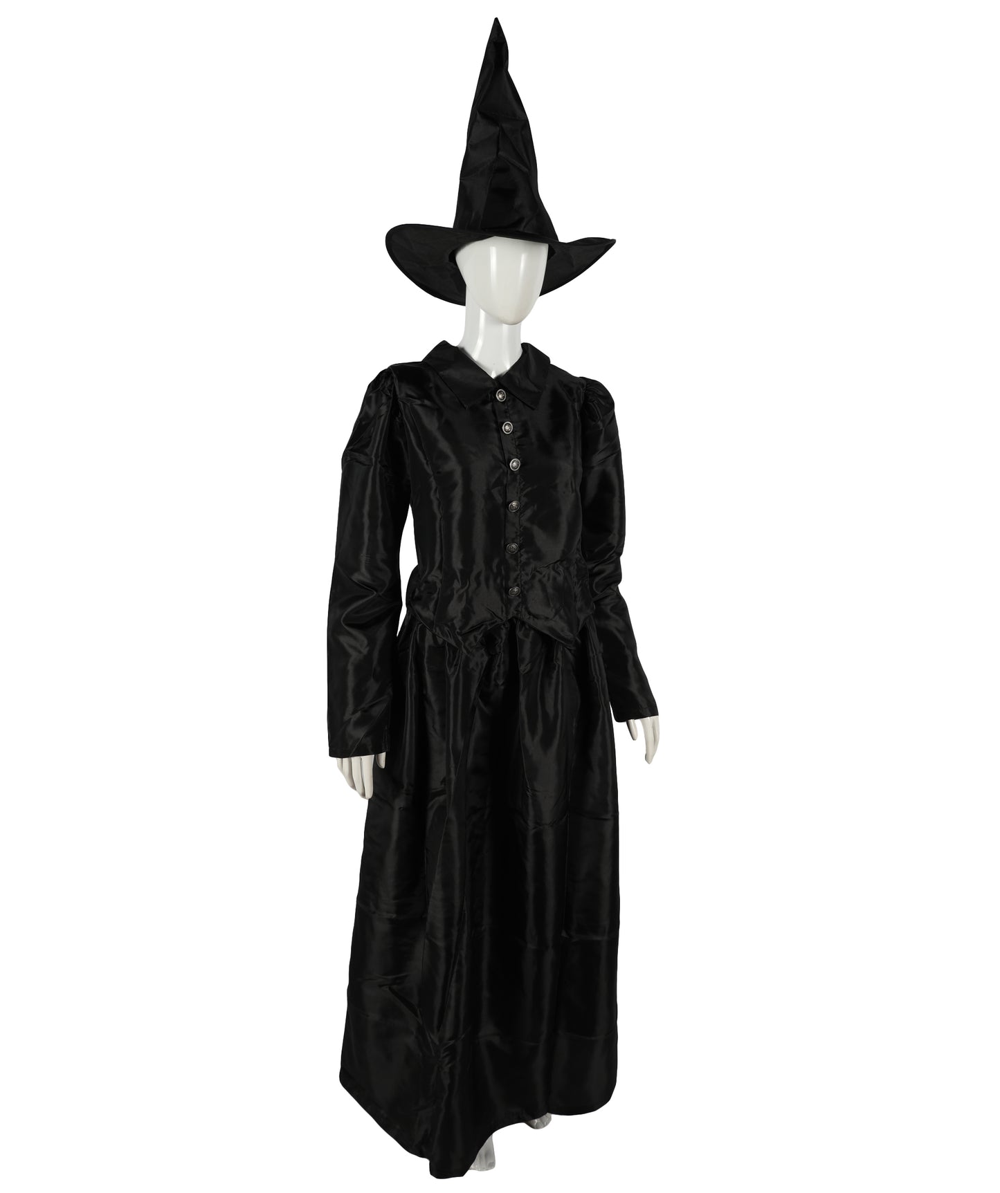 HPO Women’s Scary Black Witch Costume | Long  Dress with Pointed Hat | Ideal for Cosplay, Halloween, Stage, Roleplay & Themed Party Outfit