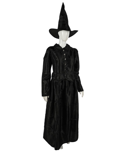 HPO Women’s Scary Black Witch Costume | Long  Dress with Pointed Hat | Ideal for Cosplay, Halloween, Stage, Roleplay & Themed Party Outfit