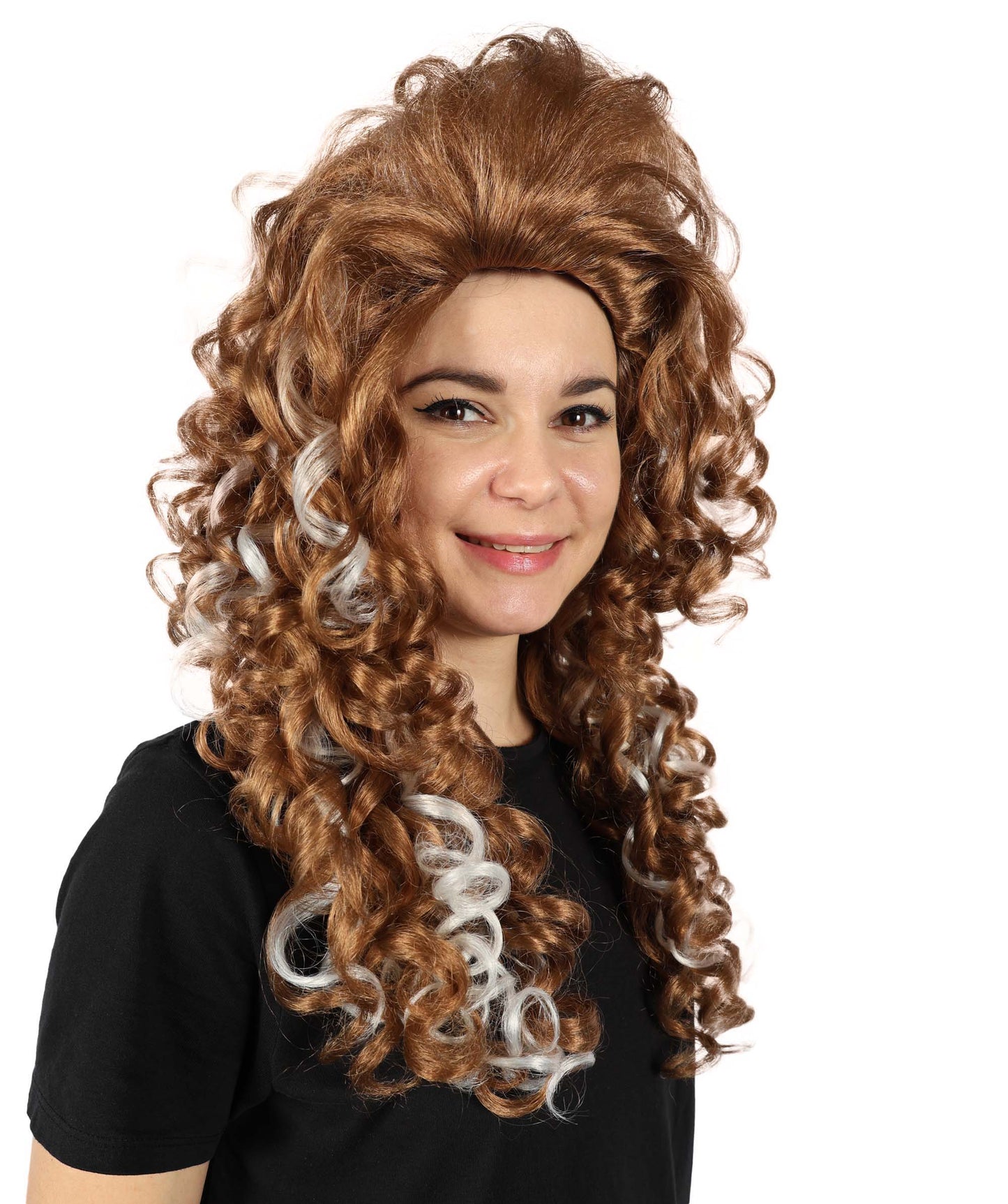 HPO Women’s Extra Long Curly Mocha Sizzle Ombre Brown & Blonde Wig | High-Volume Hair for Cosplay, Glam Looks & Daily Wear| Synthetic Fashion Wig
