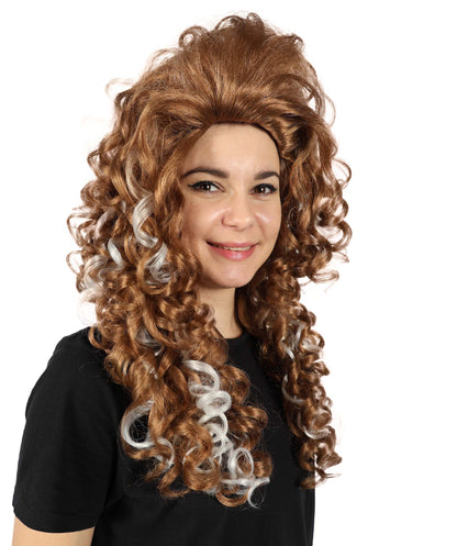 HPO Women’s Extra Long Curly Mocha Sizzle Ombre Brown & Blonde Wig | High-Volume Hair for Cosplay, Glam Looks & Daily Wear| Synthetic Fashion Wig