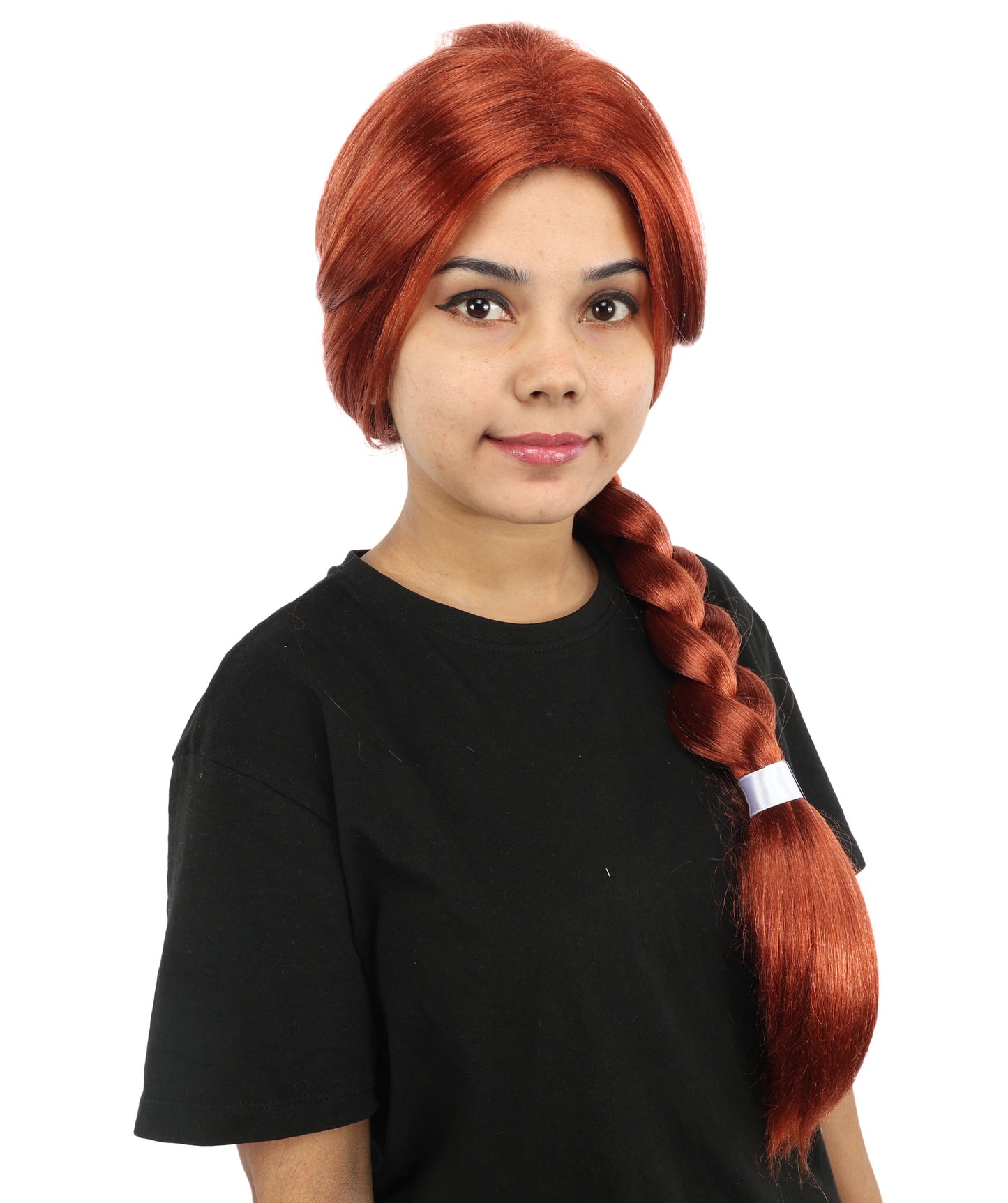 HPO Women's Advanced Titles Extra Long Auburn Braided Wig | 29-Inch Copper Red Synthetic Fiber, Thick French Braid Style, Center Part Smooth Texture | Halloween, Theater, Drag, Costume Events