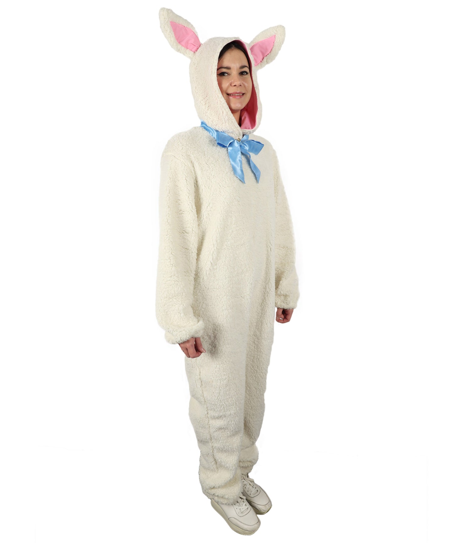 HPO Unisex White Long Lamb Wig and Costume | Suitable for Halloween | Flame-retardant Synthetic Fabric