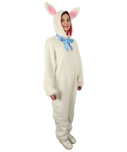 HPO Unisex White Long Lamb Wig and Costume | Suitable for Halloween | Flame-retardant Synthetic Fabric