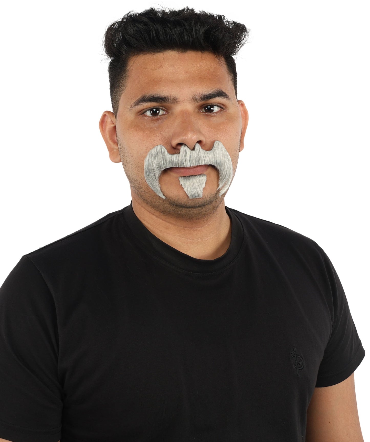HPO Adult Men’s Bold Horseshoe Mustache with Chin Beard Set – Multiple Color Options - Flame-retardant Synthetic Fiber Fake Facial Hair | Ideal for Halloween Parties, Cowboy, Police Roleplay and Themed Events