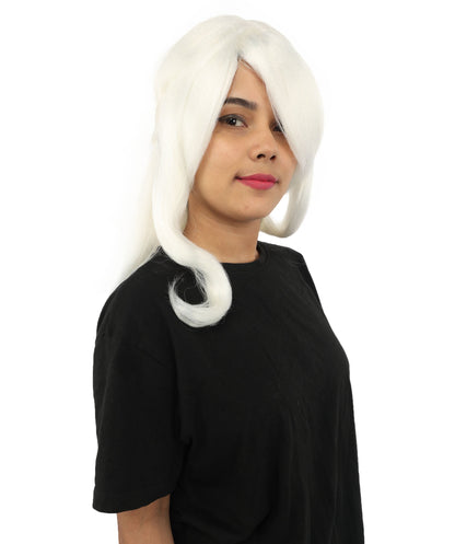 HPO Adult Women's Anime Character Wig | Multiple Color Options | Synthetic Fiber with Side Swept Bangs and Top Tuft | Halloween Party and Comic Con Events