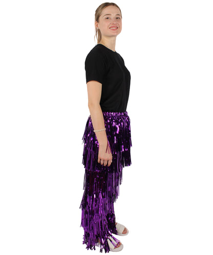 HPO Adult Women's Tinsel Fringed Tiered Multiple Color Options Trousers, Perfect for Halloween, Flame-retardant Synthetic Material