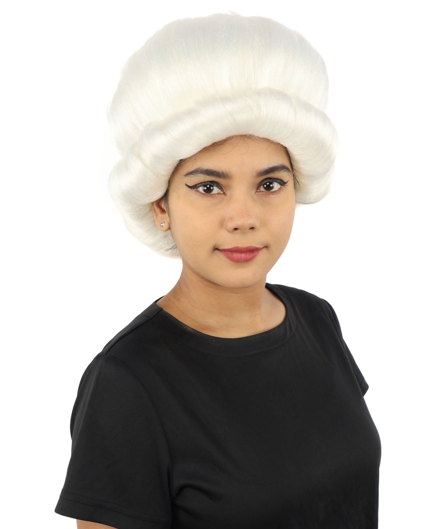 HPO Women's Voluminous Golden Blonde Grandma Wig | Medium Puffy Afro Style with Silver Texture, Synthetic Fiber & Adjustable Fit | Halloween, 100th Day of School, Theater & Funny Costume