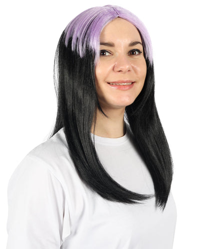 Billie Pop 80's Mullet | Black Wig with Neon Green Roots and Choppy Bangs | Premium Halloween Wig