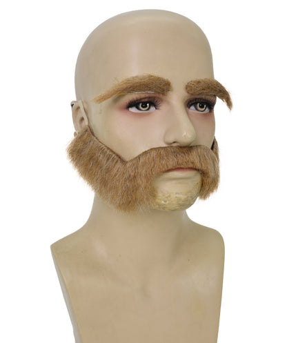 HPO Men's Ashe Blonde Beard, Mustache & Eyebrow Set | Costume Facial Hair Kit | Nordic-Style Character Look | Ideal for Cosplay, Theatre, Fancy Dress & Holiday Events