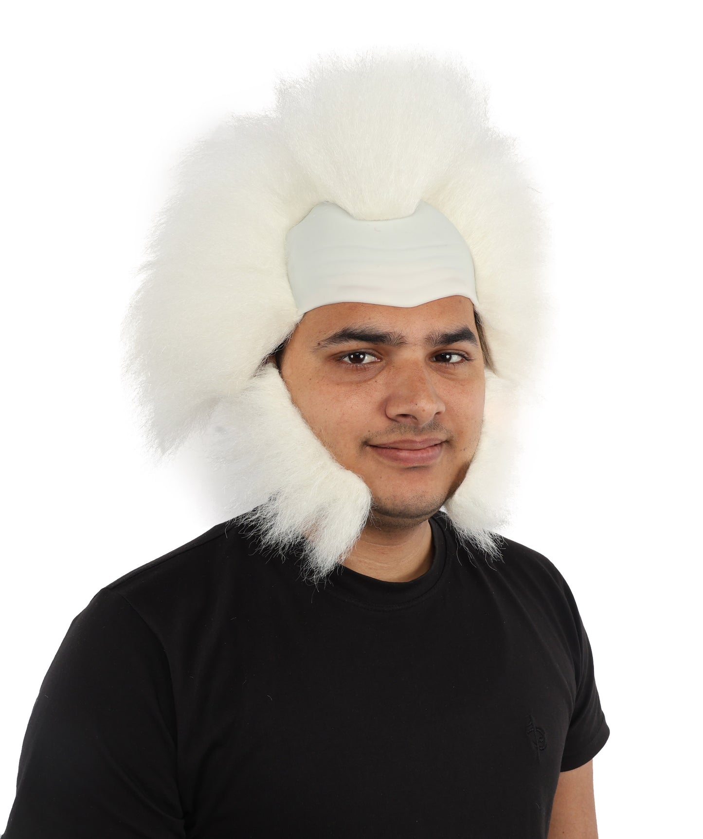 HPO Men's Mad Scientist White Wig With Side Beard | Wild Spiky Hair for Costume Cosplay & Dress-Up | Science Theme Characters, Horror Style Looks & Party Events