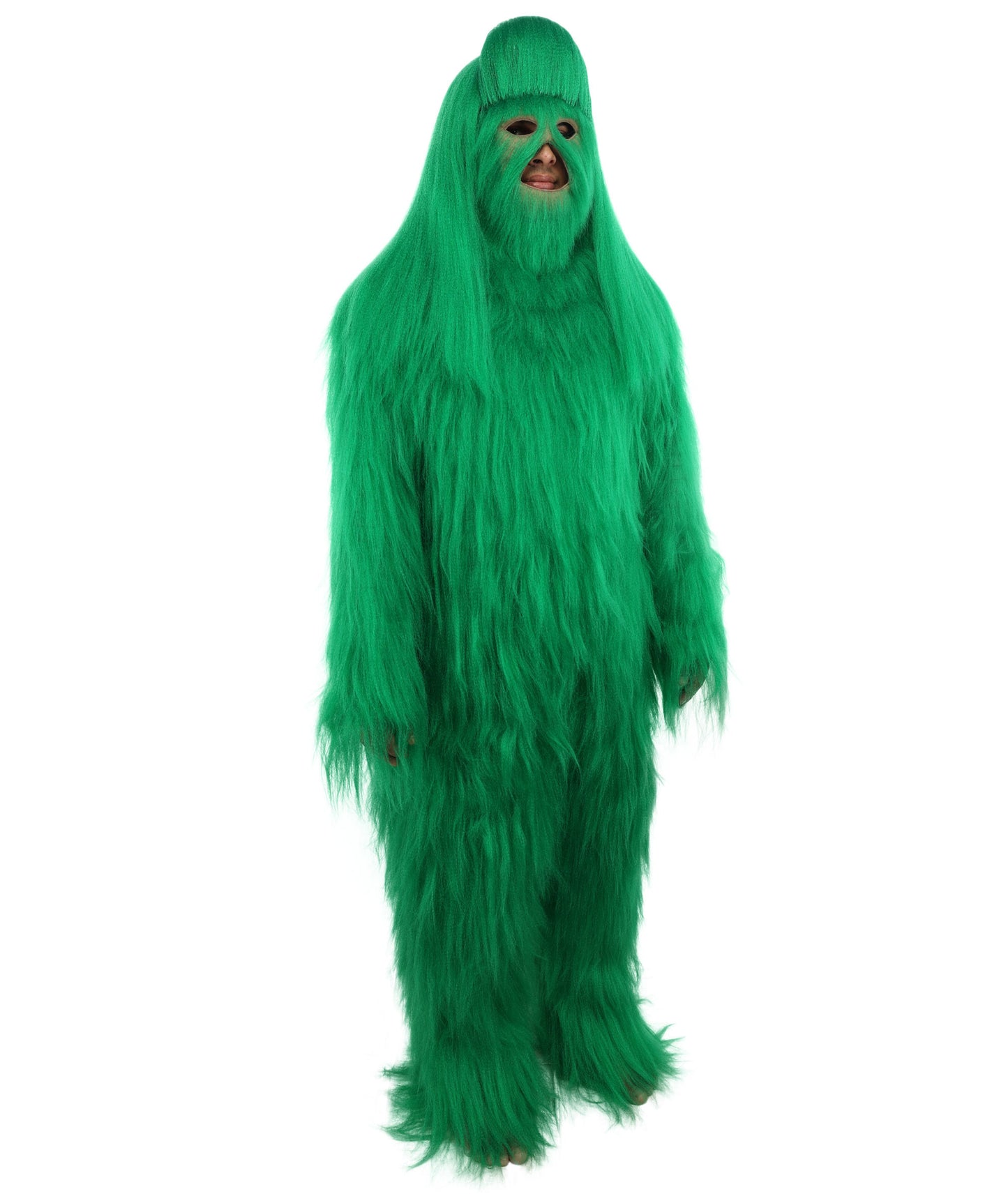 HPO Unisex Extreme Hairy Person Costume, Mask and Bundle - Full-Body Hair Suit Extra-Long Ash Brown Costume Wig for Halloween, Cosplay & Parties