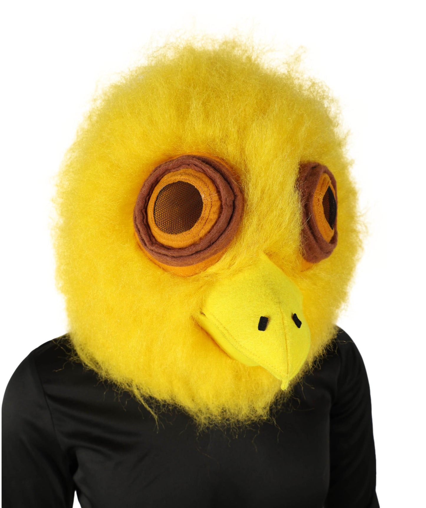 HPO Adult Unisex Yellow Big-Eyed Creature Fur Costume, Bundle With Mask Set | Full Body Fantasy Animal Suit for Halloween, Themed Events