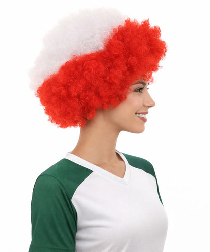 Poland Flag Sport Afro Halloween Wig