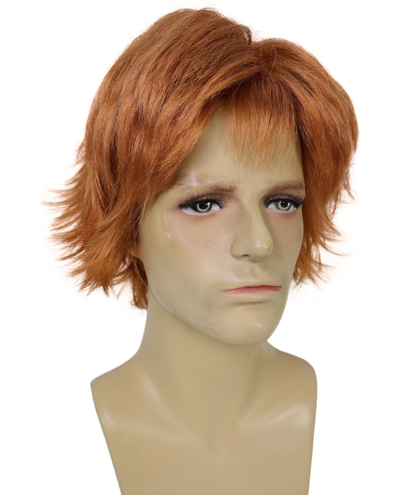 HPO Adult Men’s Long Fringed Strawberry Blonde Wig | Layered Shag Style with Frayed Bangs, Parties & Themed Events