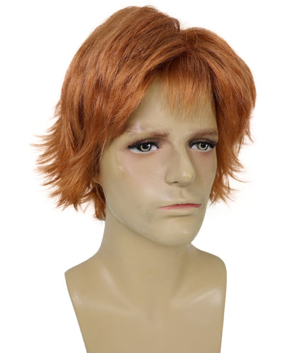 HPO Adult Men’s Long Fringed Strawberry Blonde Wig | Layered Shag Style with Frayed Bangs, Parties & Themed Events