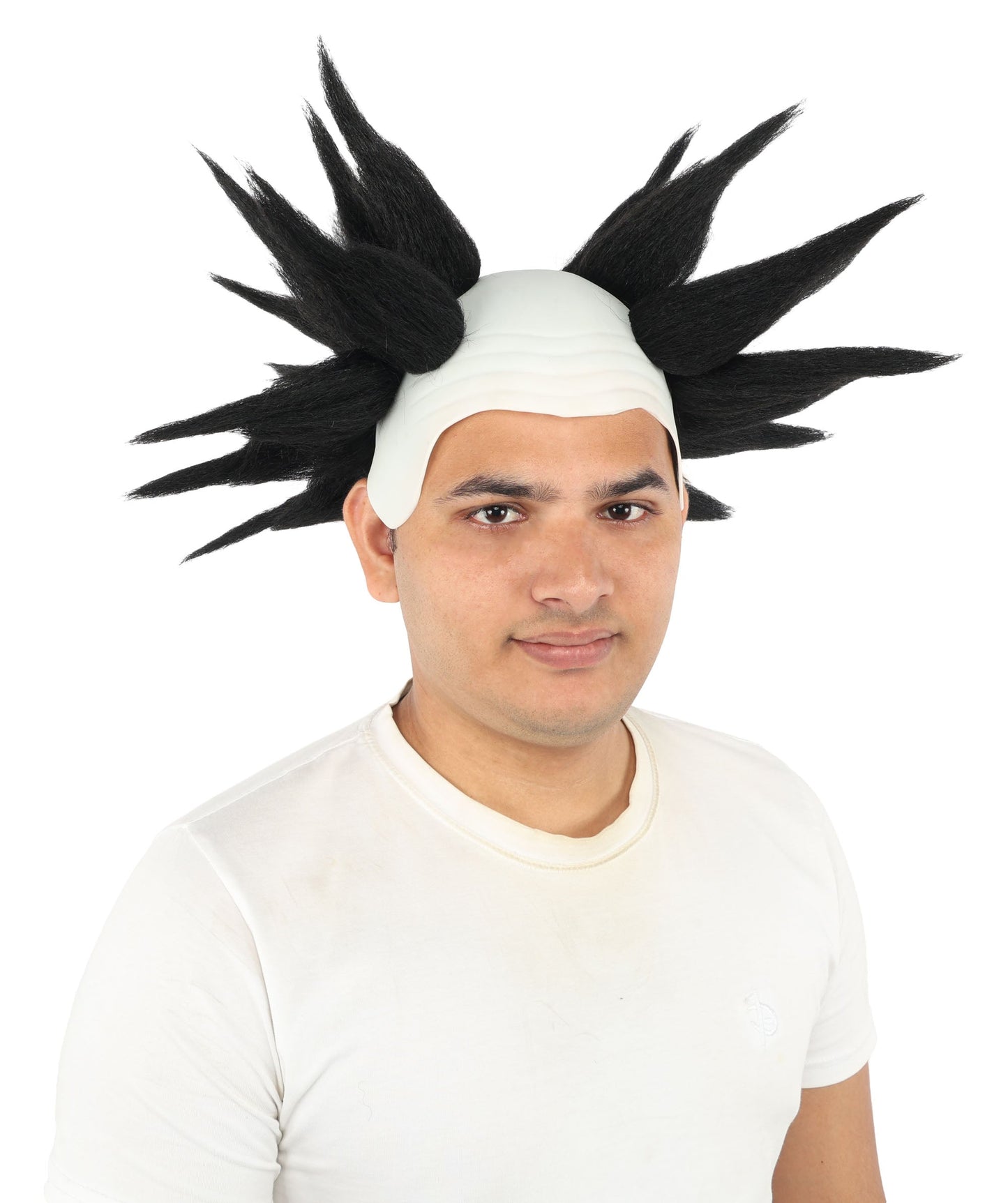 HPO Adult Men's Spiky Bald Illusion Wig | Multiple Color Options  |  Two-tone vibrant hue, create of synthetic fiber, stiff spiked volume, integrated forehead piece | Party, Halloween, theater, drag, performance, costume events