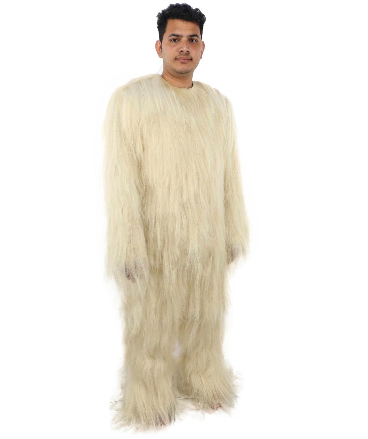 HPO Unisex Extreme Hairy Person Costume, Mask and Bundle - Full-Body Hair Suit Extra-Long Ash Brown Costume Wig for Halloween, Cosplay & Parties