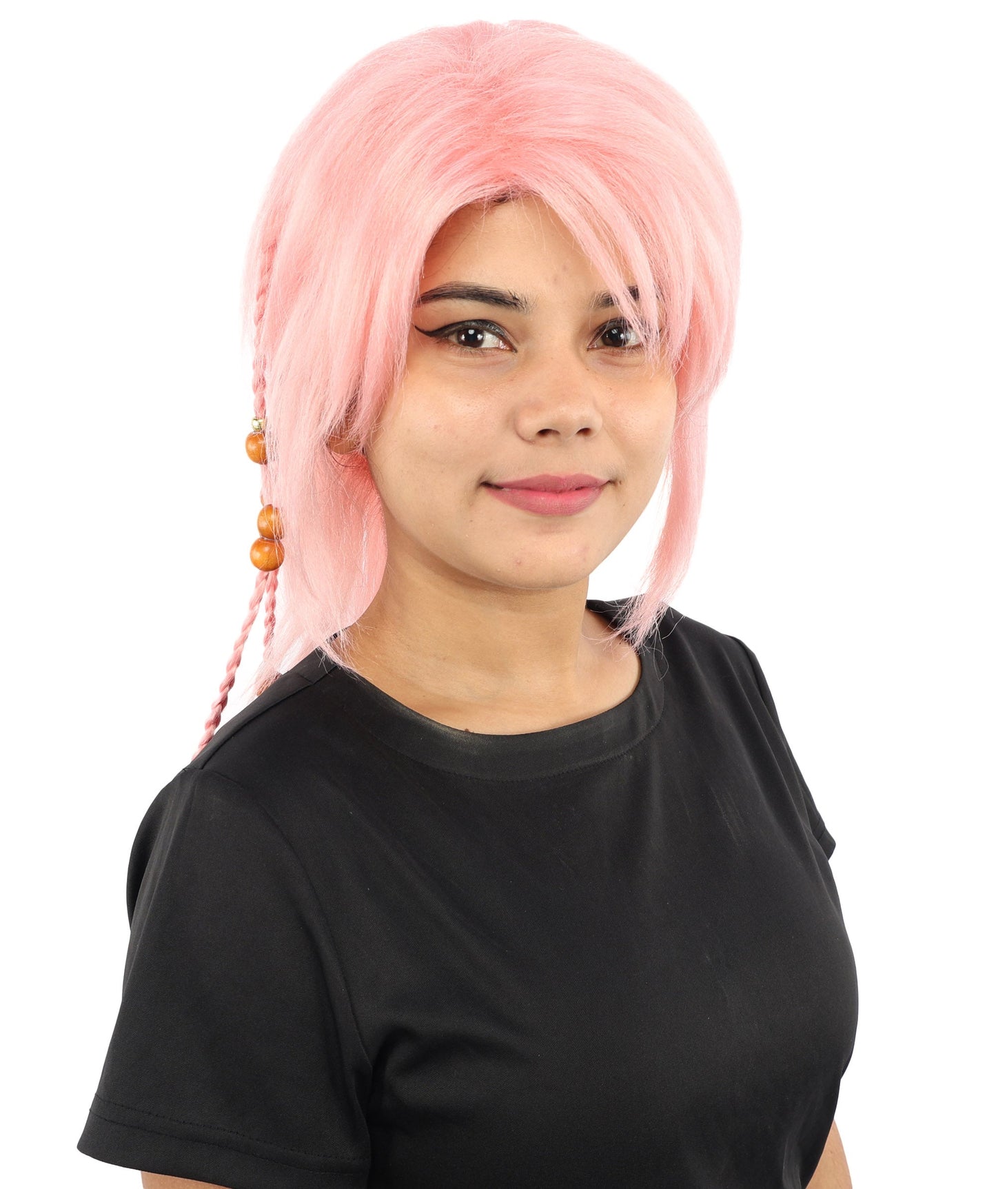 HPO Adult Women's Long Tribal Braided Wig | Multiple Color Options | Dark Shaggy Bob with Beaded Strands, Synthetic Fiber & Breathable Cap | Halloween, Sci-Fi Roleplay, Fantasy Costume