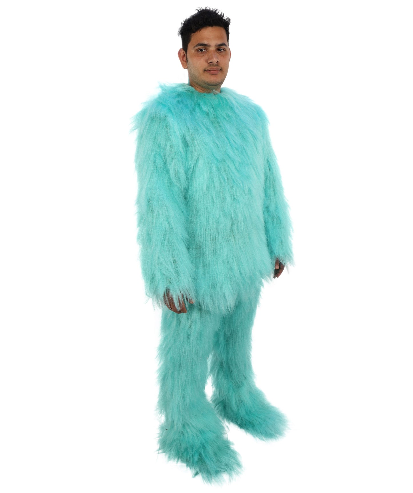 HPO Unisex Blue Furry Monster Costume, Mask and Bundle Set | Full Body Fur Costume with Matching Mask | Soft Plush Halloween Cosplay Outfit for Parties, Mascots & Performers