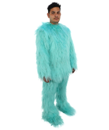 HPO Unisex Blue Furry Monster Costume, Mask and Bundle Set | Full Body Fur Costume with Matching Mask | Soft Plush Halloween Cosplay Outfit for Parties, Mascots & Performers
