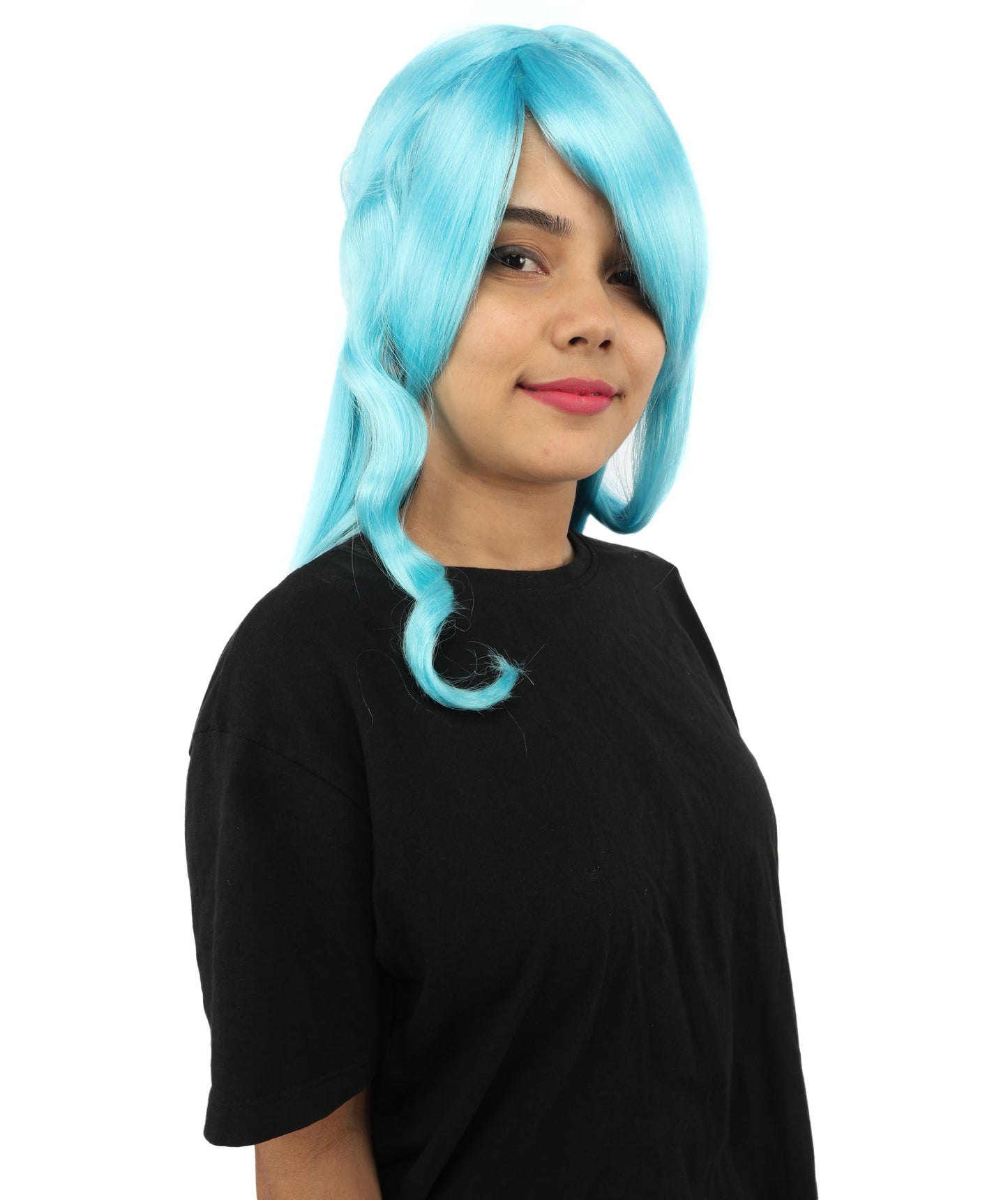 HPO Adult Women's Anime Character Wig | Multiple Color Options | Synthetic Fiber with Side Swept Bangs and Top Tuft | Halloween Party and Comic Con Events
