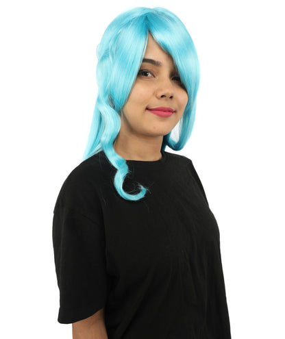HPO Adult Women's Anime Character Wig | Multiple Color Options | Synthetic Fiber with Side Swept Bangs and Top Tuft | Halloween Party and Comic Con Events
