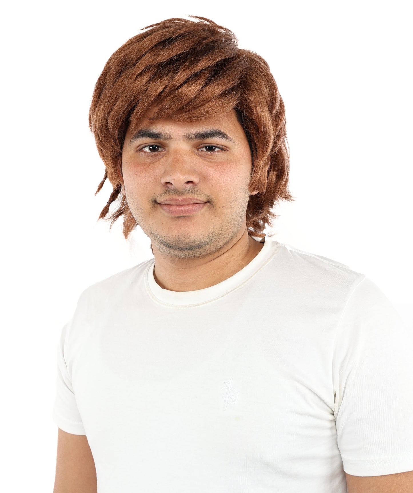 HPO Men's 13 Inch Medium Length Brown Wig – Capless Cap Wig | Soft Layered Style for Cosplay, Theater, Comic Con & Themed Dress-Up Events