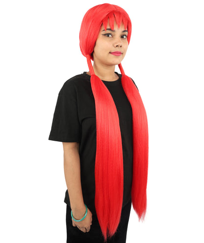 HPO Women's Extra Long Pigtail Wig | Multicolor Options | Floor Length Straight Twin Tails with Bangs, Heat Friendly Synthetic Fiber & Adjustable Cap | Halloween, Fairy Roleplay, Magical Girl Theme, Theater & Carnival