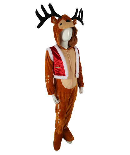 HPO Teen Inflatable Reindeer Rider Brown & Red Costume | Hilarious Christmas, Holiday and Party Outfit