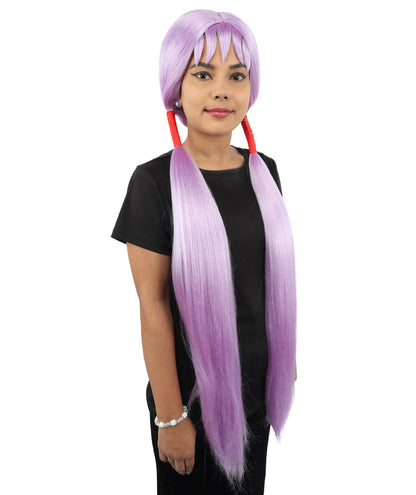 HPO Women's Extra Long Pigtail Wig | Multicolor Options | Floor Length Straight Twin Tails with Bangs, Heat Friendly Synthetic Fiber & Adjustable Cap | Halloween, Fairy Roleplay, Magical Girl Theme, Theater & Carnival