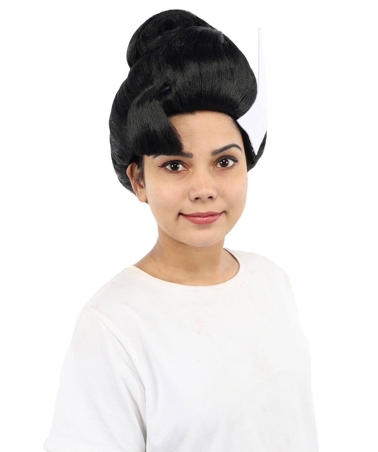 Medium Bold Glam Party Wig | Vibrant Synthetic Black & White Hairstyle with Adjustable Cap for Halloween, Cosplay, Festivals, Stage Performances & Roleplay