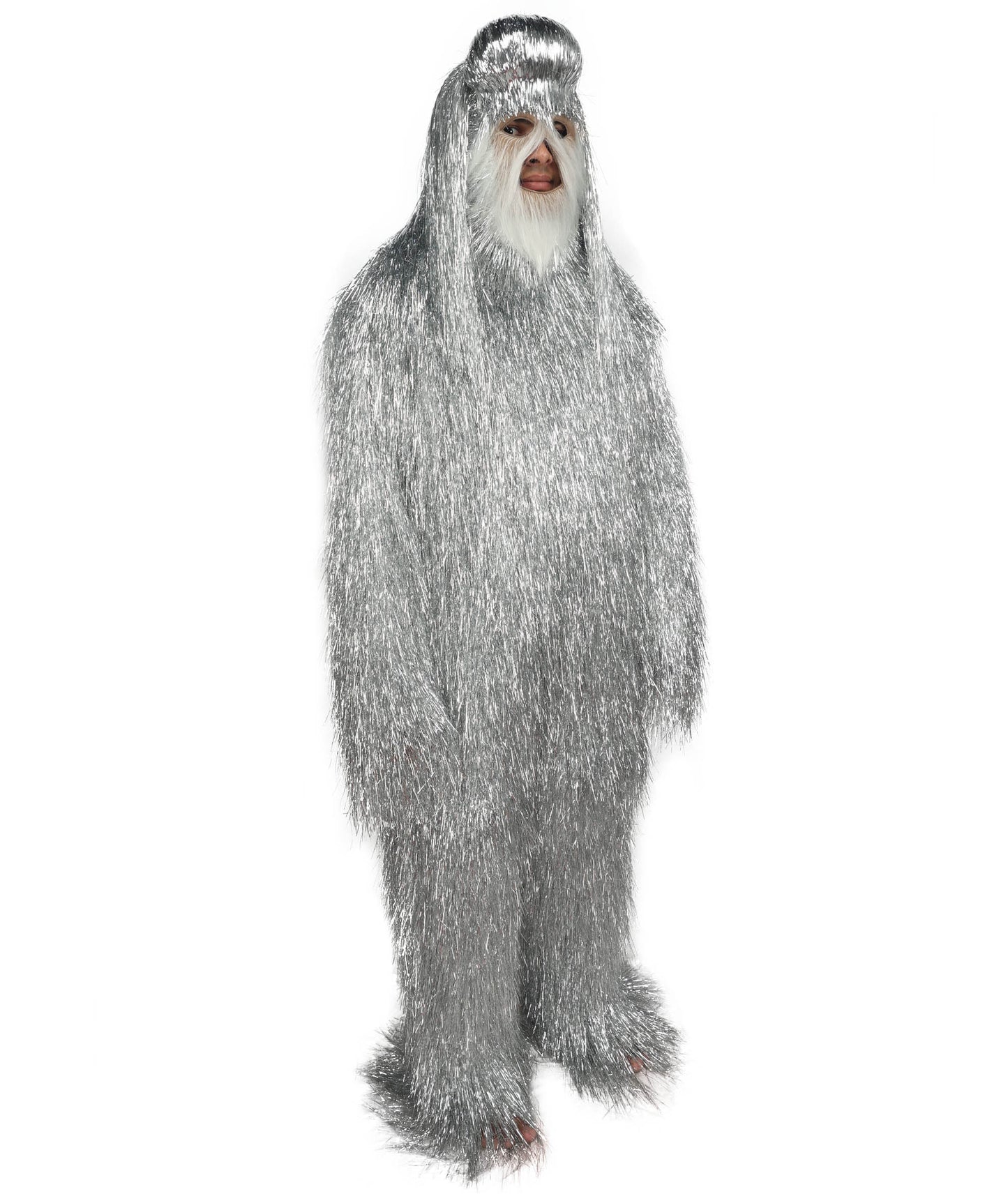 HPO Unisex Teen Extreme Tinsel Hairy Person Costume Bundle & Mask Set - Full-Body Tinsel Hair Suit Extra-Long Costume Wig for Halloween, Cosplay & Parties - Multiple Color Options