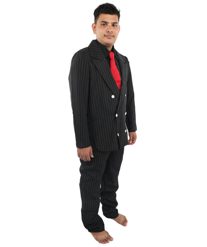 HPO Men's Black Tuxedo Suit Costume  | Formal Top & Pant Cosplay Outfit | Perfect for Halloween Parties & Theme Events