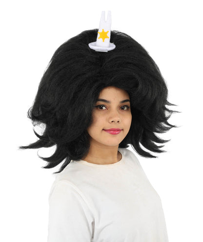 HPO Adult Women's Long Red Bob Wig | Straight Shoulder-Length Black Hair with Blunt Bangs, Included Accessory Set & Breathable Cap | Halloween, Anime Roleplay, Costume Party & Daily Wear